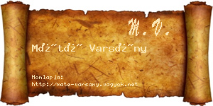 Máté Varsány névjegykártya